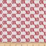 Тканина 100% бавовна - любов XOXO червоне на білому, 45x55см