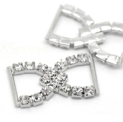 Срібна пряжка/слайдер у формі бантика, 1 шт.