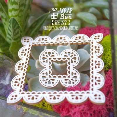 Чипборд ScrapBox - 2 квадратні мереживні рамки Hr-177