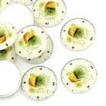 Скляний кабашон "Годинник і рослини", 16мм, 1 шт.