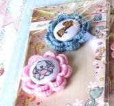 Тканевые фишки с обвязаным цветочком от Евгения Курдибановская ТМ - Baby Shower, 2 шт.