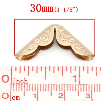 Металлические уголки для альбомов, 30х21 мм, цвет розовое золото, 4 шт.