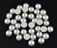 Напівнамистини, імітація перлинок, 11 мм, колір молочний, 10 шт.