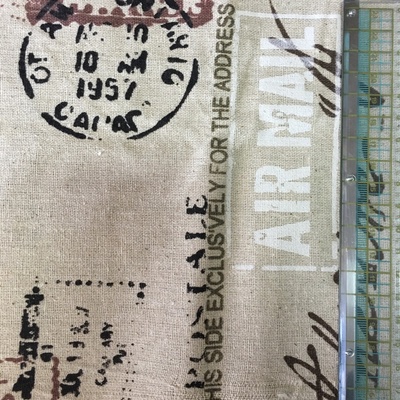 Тканина льон - Написи і марки, Париж, 50х75см