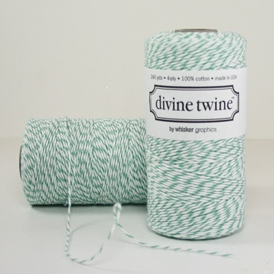 Хлопковый шнур от Divine Twine - Aqua, 1 мм, цвет бирюза/белый, 1 м