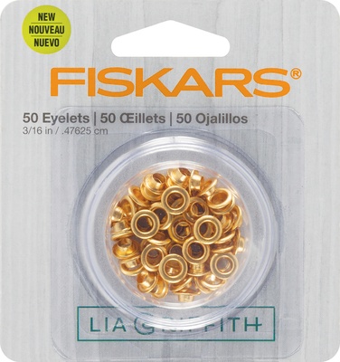 Золоті люверси Fiskars Lia Griffith Eyelets, 50 шт, 4,8мм