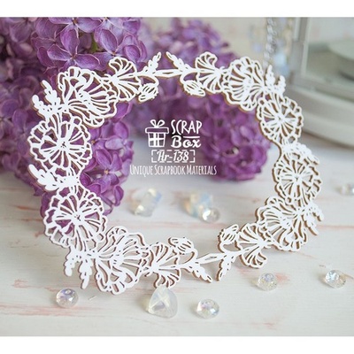 Чипборд ScrapBox — Прямокутна рамка з Маками Hr-138