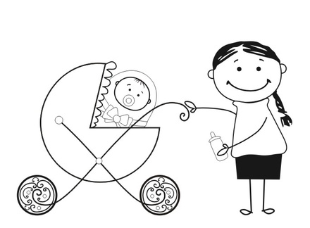 Акриловий штамп D032 мама і дитина, розмір 5,1х3,3 см