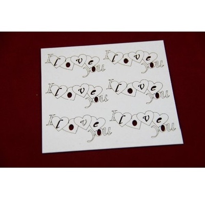 Чипборд Scrapiniec - Напис з серцями I love you, 6