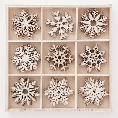 Набір деревʼяних прикрас dpCraft (Dalprint) - Snowflakes, 45шт.