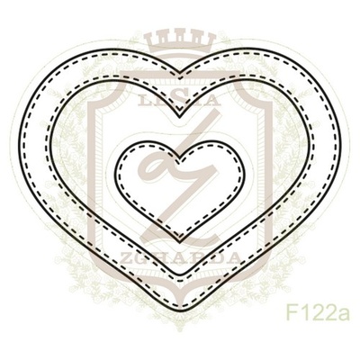 Набор акриловых штампов Lesia Zgharda F122a СЕРДЕЧКА ПРОШИТІ КОНТУР, 2 штуки, ширина 3.6 см
