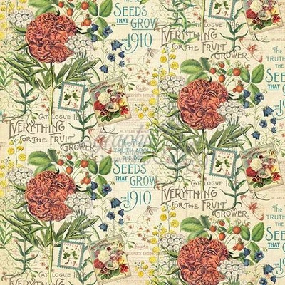 ЦЕНА СНИЖЕНА! Лист бумаги Graphic 45 - Time to Flourish - July Flourish, размер 30х30 см, двусторонняя