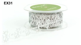 Лента от May Arts - снежинки, цвет серебро, длина 90 см