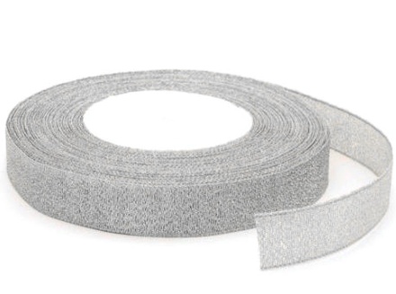 Стрічка металізована, колір срібло, ширина 12 мм, довжина 90 см