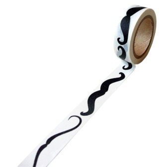 Бумажный скотч на клеевой основе, белый в узорах, 15мм х 10м