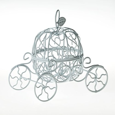 Металлическая карета-яблоко, белая, 12,5х7,5см