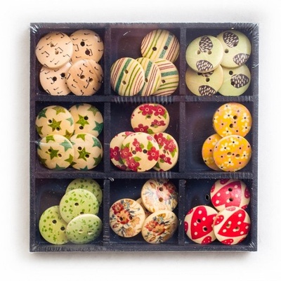 Набор пуговиц для творчества ТМ Santi, дерево, 18 мм, 9 цв., 36шт./уп.