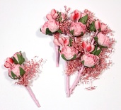 Декоративний букет з трояндами, колір рожевий, 4 см, 6 шт.