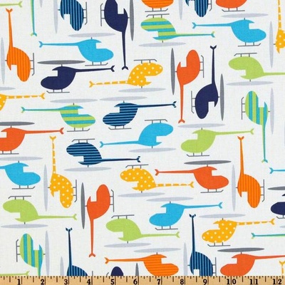 Тканина 100% бавовна - Яскраві вертольоти, 45x55см