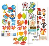 Набір малюнків на шкільну тему розмір 9х20 см (4 аркуша в набір)