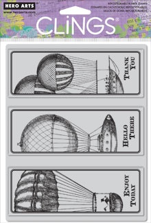 Набір гумових штампів Hero Arts - Flying Airships, з оснасткою