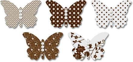 Бабочки из веллума с рисунком Jenni Bowlin Vellum Embellished Butterflies - Brown, 5 штук, цвет коричневый