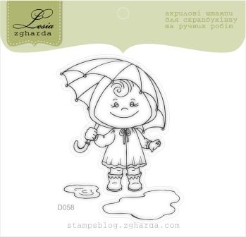 Акриловый штамп Lesia Zgharda D058 Девочка с зонтиком, размер 4,8х6,5 см.