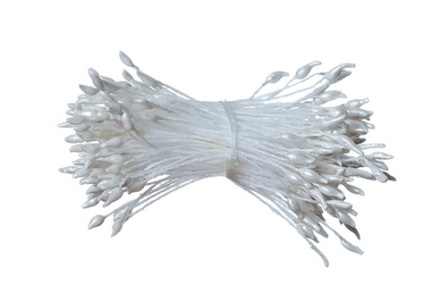 Тычинки двусторонние, белые 55*1мм, 144 шт.