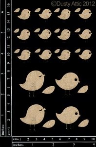 Чипборд від Dusty Attic - mini Birds №2, 19 шт.