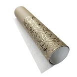 Відріз екошкіри з тисненням золотою фольгою Golden Clocks Beige 50x25см, ТМ Фабрика Декору