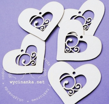 Чипборд від Wycinanka - Сердечки, 5x5,7 см, 5шт.