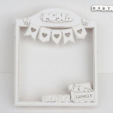 Заготовка з чіпборду Scrapiniec - об’ємна рамка (шадоу-бокс) МАЛЫШ (рос), 20x20см