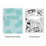 Папка для тиснения + Штамп от Sizzix - Textured Impressions Embossing Folder w/Stamp - Postage & Frame Set