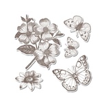 Набор лезвий с штампиками от Sizzix - Framelits Die Set w/Stamp - Butterflies, 5 шт