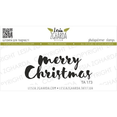 Акриловый штамп Lesia Zgharda TA173 Merry Christmas, размер 5.2х1.9 см
