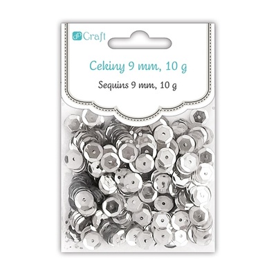 Паєтки круглі 9 мм, 10, колір хром, TM dpCraft (Dalprint)