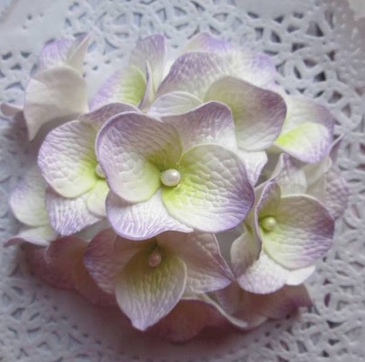 Гортензії з фоамірану, діаметр 35 мм, білий з бузковим, 5шт.