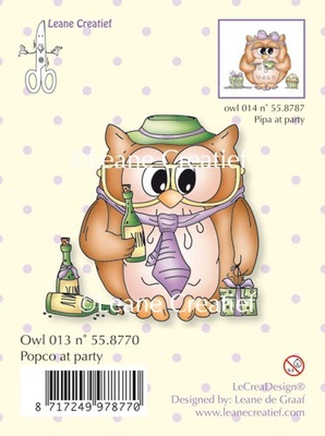 Акриловий штамп LeCreaDesign - Owlie's, "Popco at Party" - Сова і свято