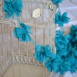 Стрічка з квітами із шифону, колір морської хвилі, 6 цвіт