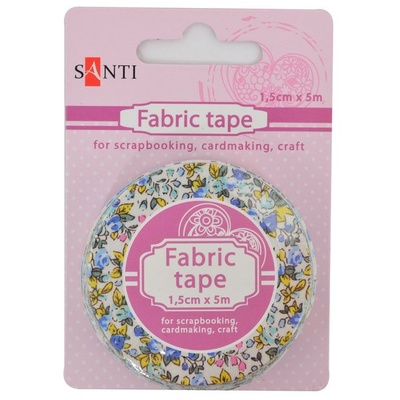 Стрічка текстильна самоклейна Польові волошки, 1.5см*5мм, ТМ Santi