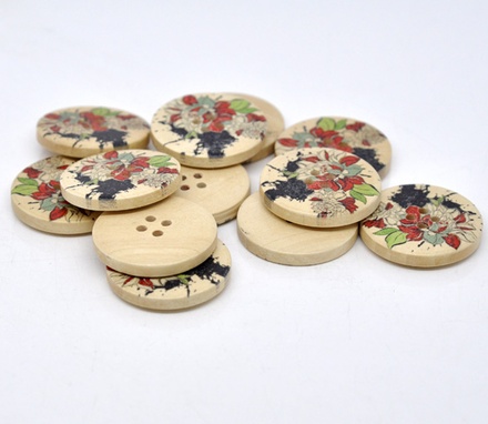 Дерев’яний ґудзик Multicolor Flower B12739, діаметр 30 мм, 1 шт.