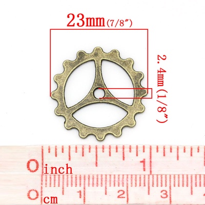 Металева шестерня, колір антична бронза, діаметр 23 мм, 1 шт.