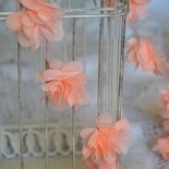 Стрічка з квітами із шифону, колір персиковий, 6 цвіт