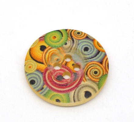 Деревʼяна ґудзик Multicolor B12738, діаметр 25 мм, 1 шт.