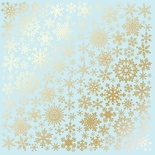 Аркуш одностороннього паперу з фольгуванням Golden Snowflakes Blue, ТМ Fabrika Decoru