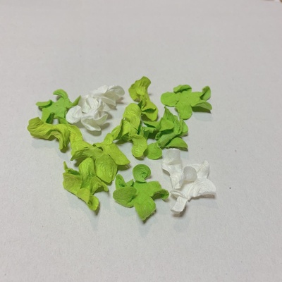 Мікс хвилястих квіточок, зелений, салатовий, колір білий, 30 - 33 мм, 20 шт.