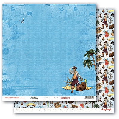 Набор бумаги для скрапбукинга от ScrapBerry's - Сокровища пиратов, RU, 30,5х30,5 см., 190 гр/м, 8 шт