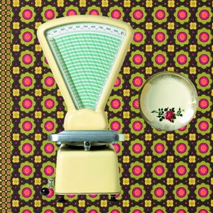 Серветка для декупажу "Бабсина кухня: ваги, тарілка", розмір 33x33см