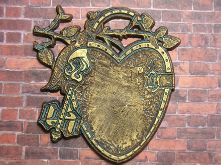 Пластиковый декор от Е.В.А -  Винтажное сердце, под металл, 7х6,7 см