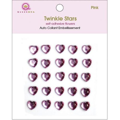 Половинки кристалів на клейовій основі Queen & Co - Twinkle Self-Adhesive Embellishments Hearts/Pink